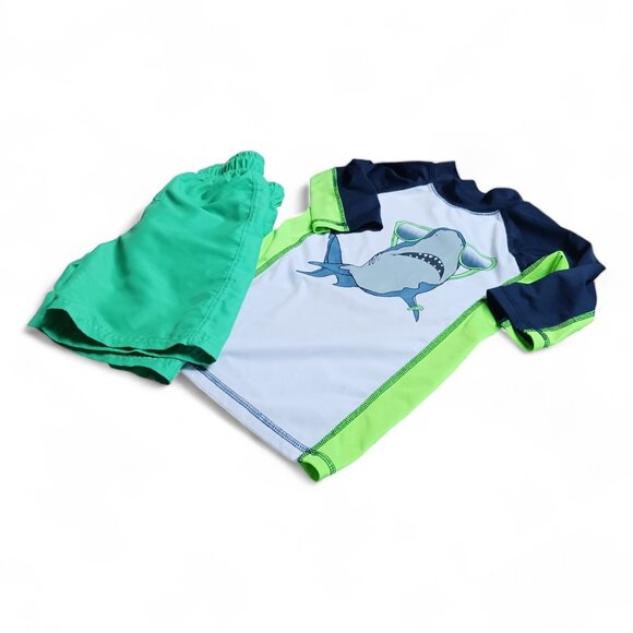 ❤️🛍️ Boys Two Piece Swim Shirt and Swim Shorts Summer Set  Size 6-8❤️🛍️ - Picture 1 of 16